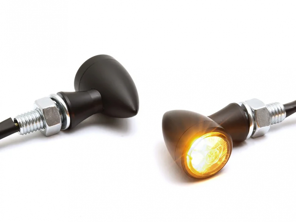 Micro Bullet - LED Rücklicht - Blinker - Bremslicht / schwarz / Paar / E-Zeichen