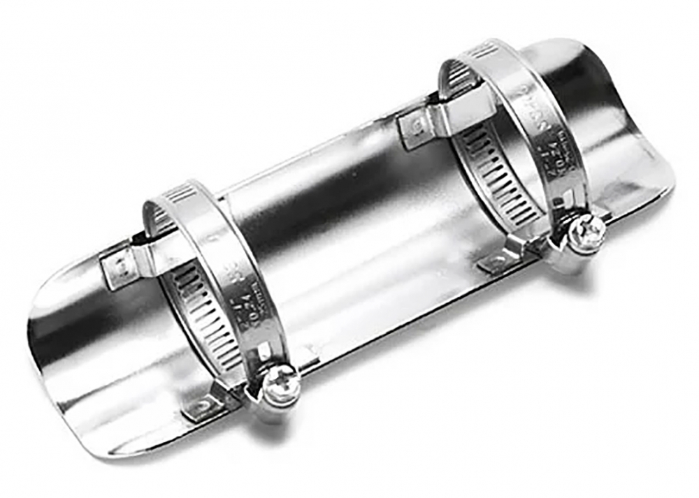 DO Hitzeschutzblech / Chrom / 180 mm lang / 25 - 50 mm Krümmer
