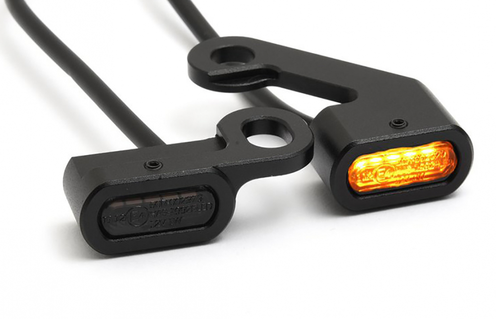 TB - LED Mini Blinker Stripe schwarz - dark / Paar / Harley Softail - ab 2015 /E-Zeichen