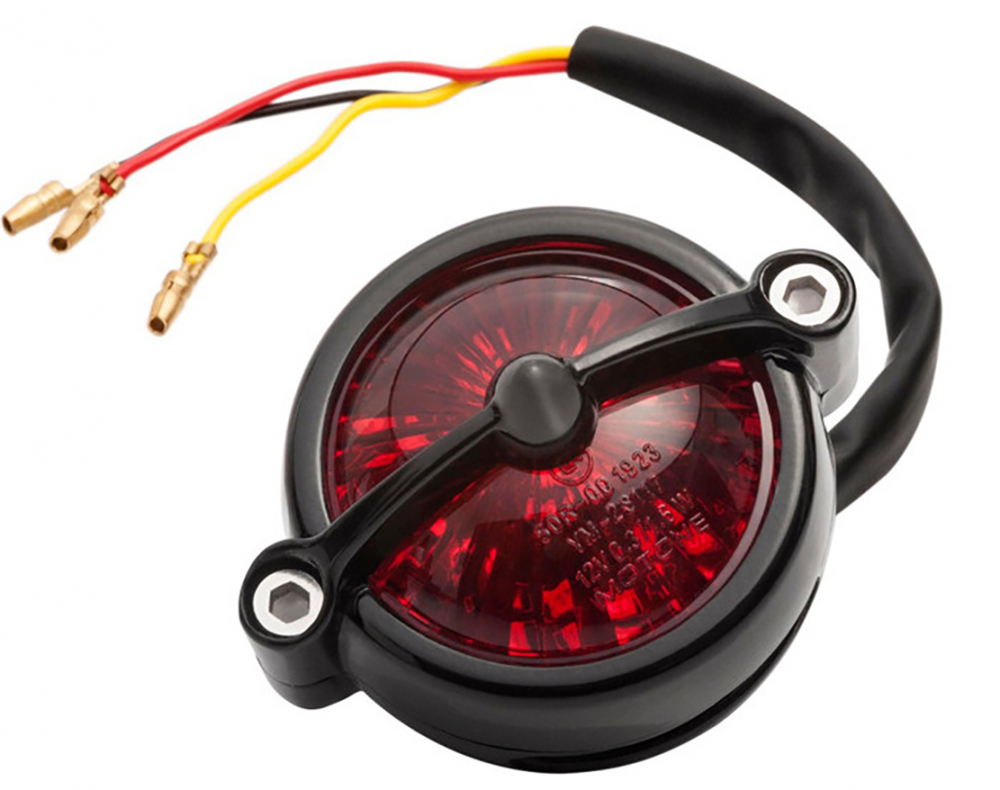 LED Vintage - Rücklicht - Bullet Style 1 / Schwarz / mit Halter / E-Zeichen