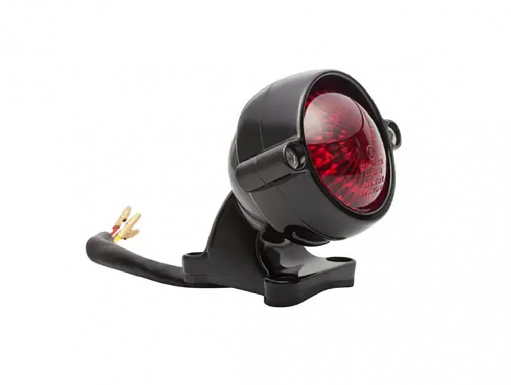 LED Vintage - Rücklicht - Bullet Style 2 / Schwarz / mit Halter / E-Zeichen