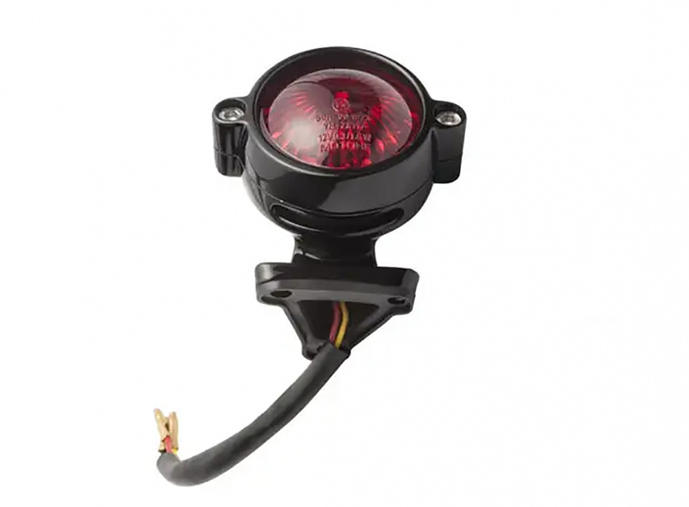 LED Vintage - Rücklicht - Bullet Style 2 / Schwarz / mit Halter / E-Zeichen