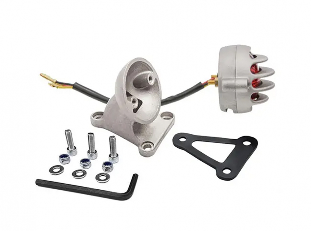 LED Vintage - Rücklicht - STRIPE 1 / Silber matt / mit Halter / E-Zeichen