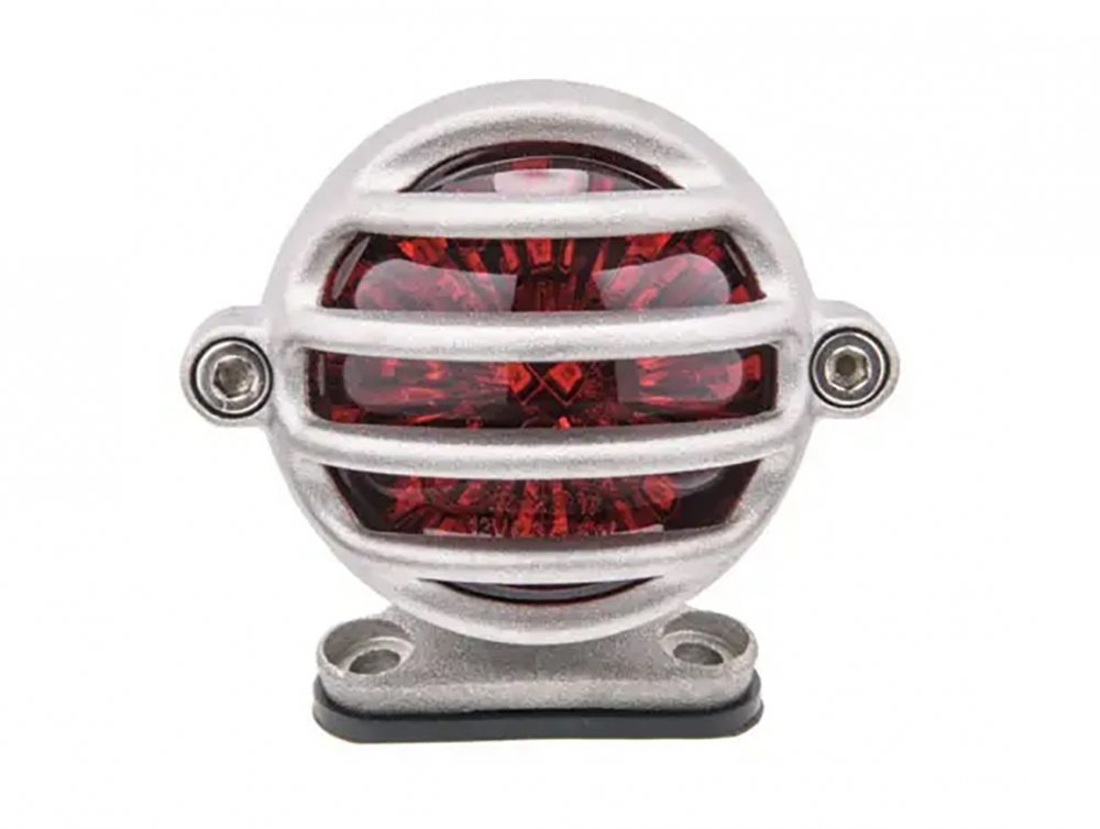 LED Vintage - Rücklicht - STRIPE 1 / Silber matt / mit Halter / E-Zeichen