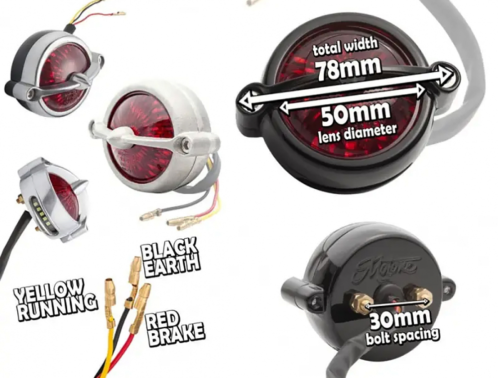 LED Vintage - Rücklicht - Bel Air 1 / Silber matt / mit Halter / E-Zeichen