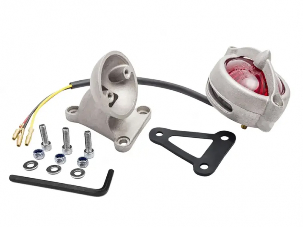 LED Vintage - Rücklicht - Bel Air 1 / Silber matt / mit Halter / E-Zeichen