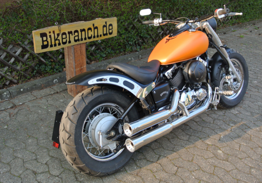 Super SALE: Falcon Double Groove Komplettanlg.  /  KAWASAKI VN 800 Custom / silber / EG-BE