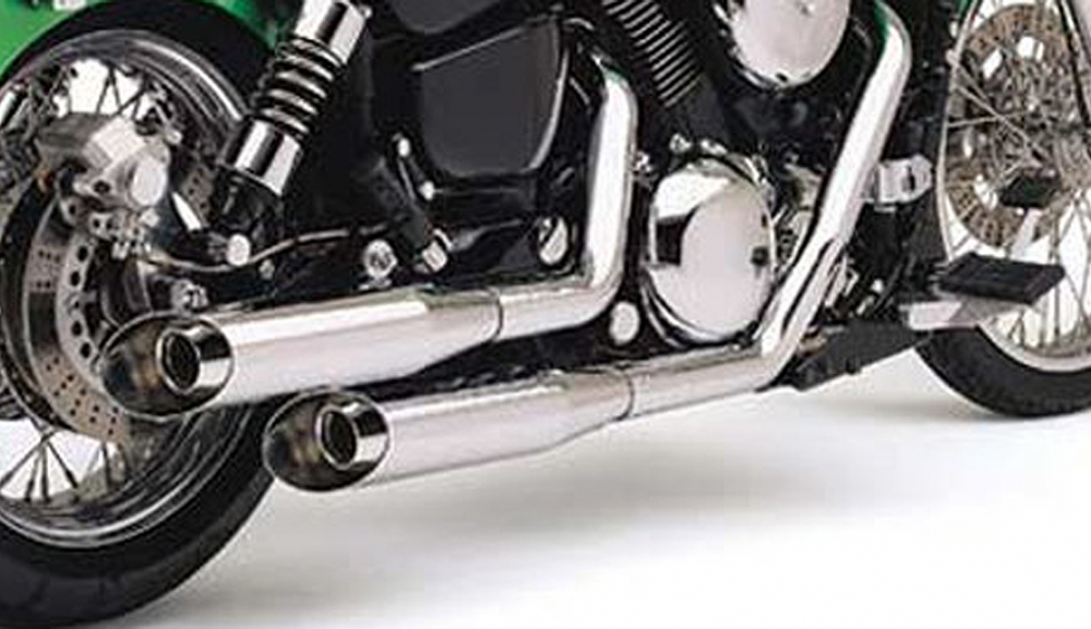SALE: EAGLE IRON - Komplettanlage / slash cut / silber poliert / Suzuki VL 1500 LC / EG-BE