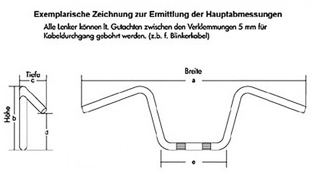 LENKER - Power Bike Bar High 1" (1 Zoll) 1050 / 135 / 180 / black / Tüv