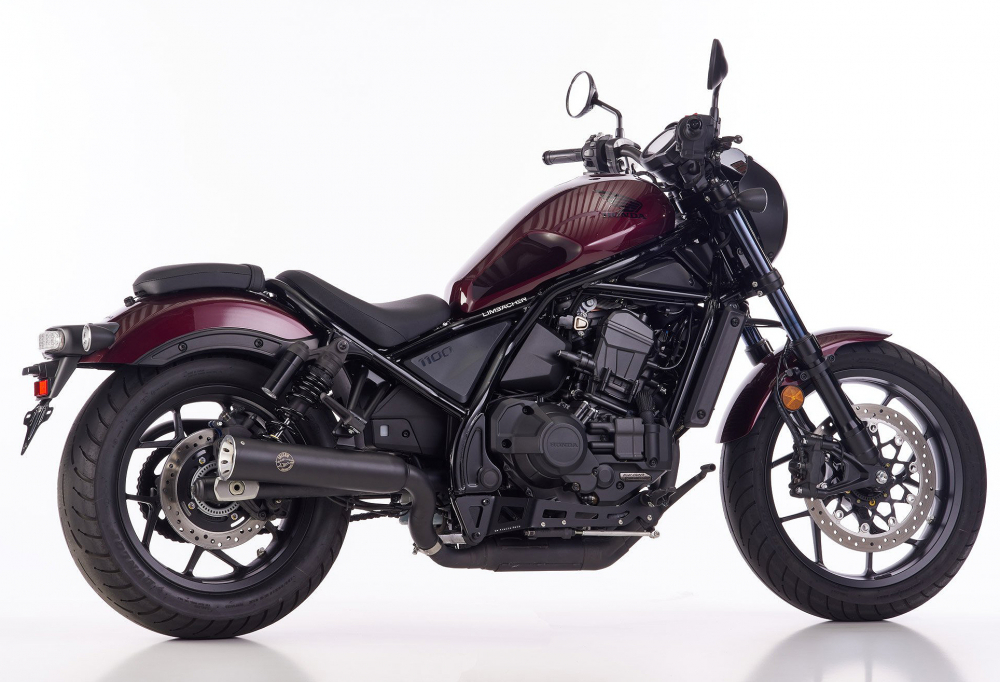 Black Sale: Falcon Double Groove - SlipOn 2-1 / schwarz-matt / Honda CMX 1100 Rebel / 2021 - 2025 / EU5 - EU5+ / EG-BE