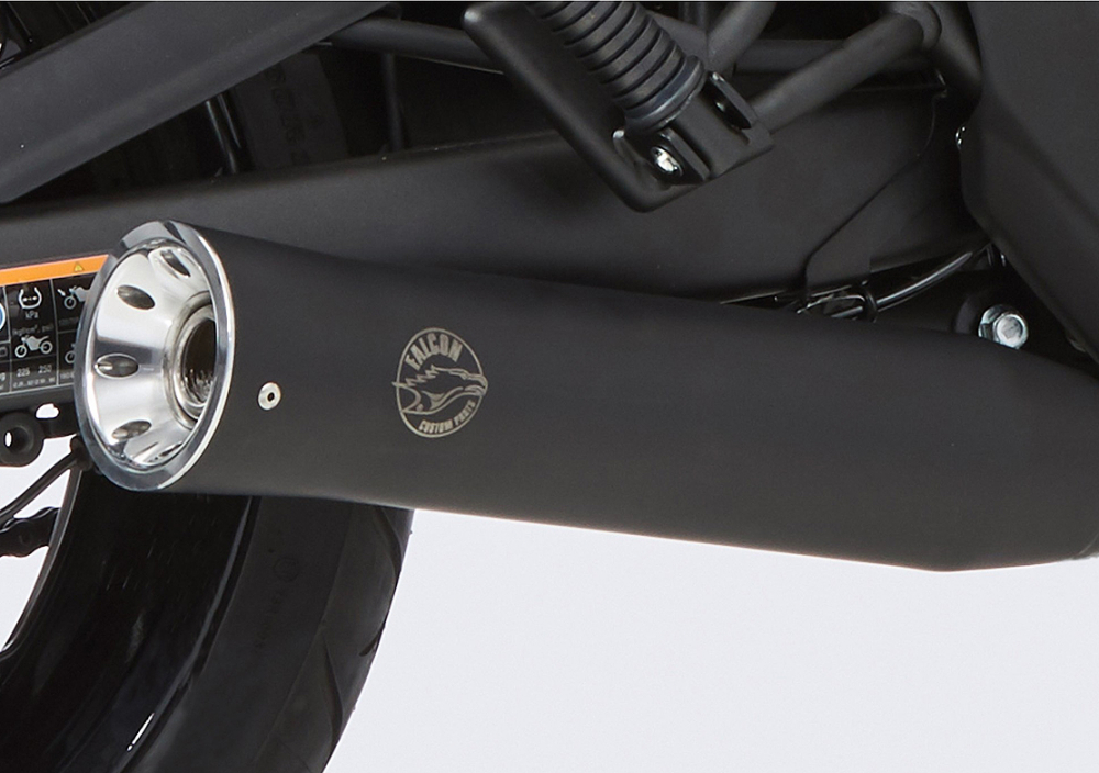 Black Sale: Falcon Double Groove - SlipOn 2-1 / schwarz-matt / Honda CMX 1100 Rebel / 2021 - 2025 / EU5 - EU5+ / EG-BE