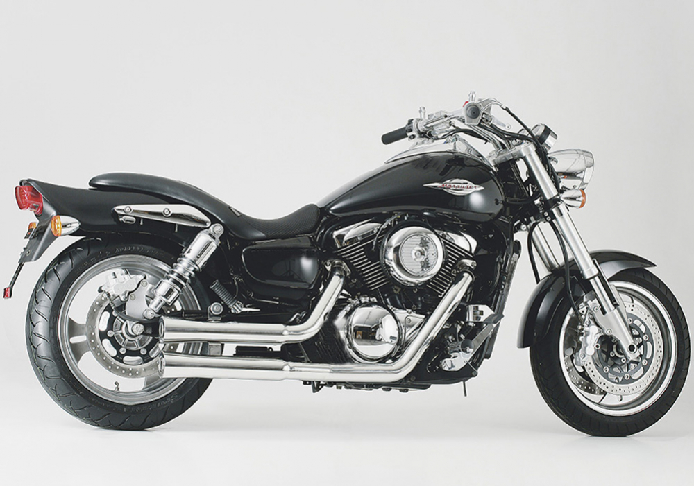 Falcon Double Groove  / silber poliert / KAWASAKI VN 1500 / 1600 Mean Streak / ABE
