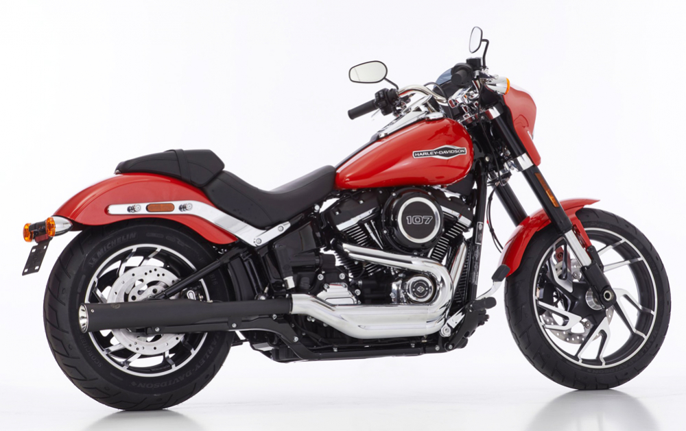FALCON Double Groove / SlipOn / schwarz / HD Softail Sport Glide FLSB / ab 2018 / EG-BE