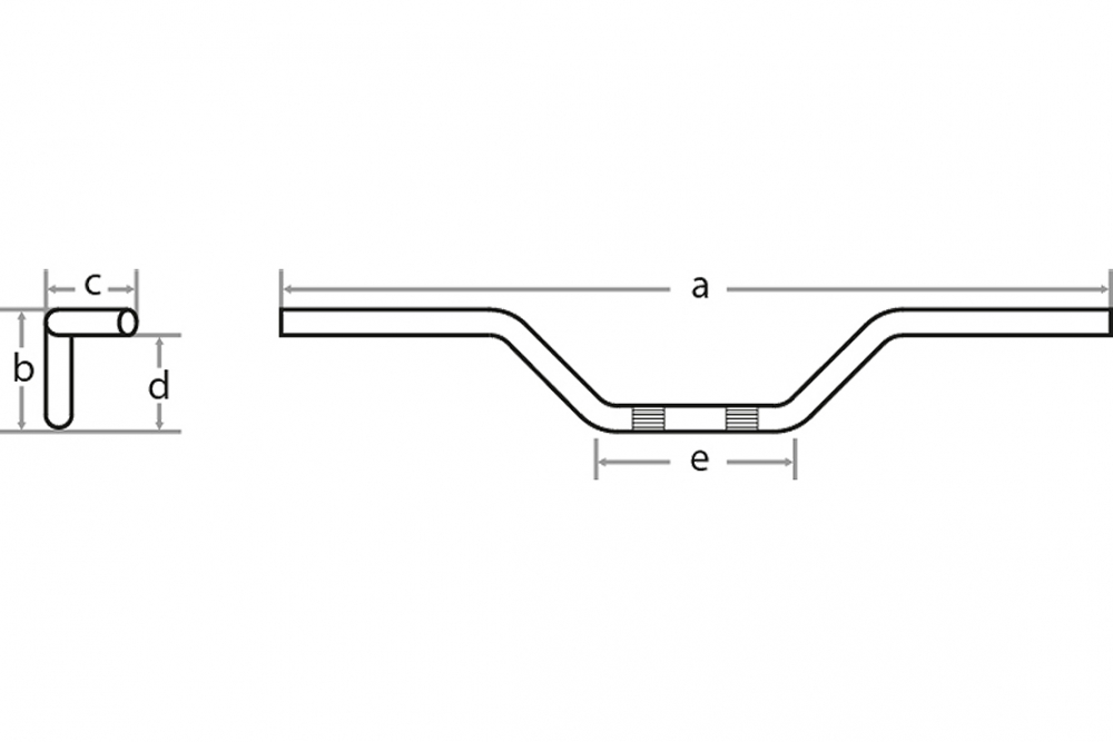 Fehling LENKER - Flat Track Bar - 1 Zoll - Stahl / chrom / B: 930 - H: 145 - T: 190 mm - Klemmbereich: 300 mm / Tüv