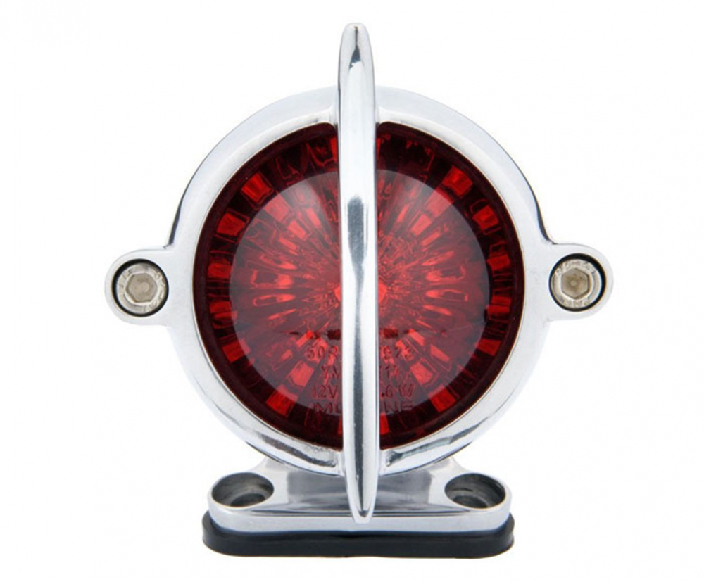 LED Vintage - Rücklicht - Fishtail Style / Alu poliert / mit Halter / E-Zeichen