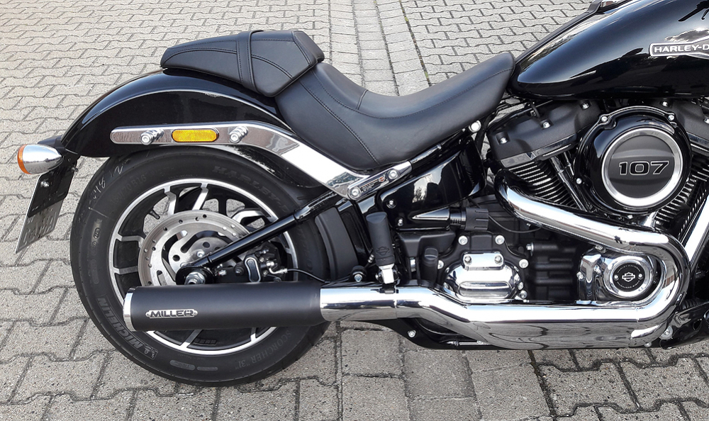 MILLER - Destiny  - schwarz - 2-1 - SlipOn - Euro 5 / HD Softail SportGlide / FLSB / 107 CUI / ab 2021 / ABE