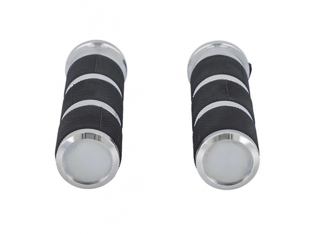 Griffbezüge - Set - Speed - Chrom + Black / passend für 1 Zoll-Lenker / 1 x li + 1 x re /// mit herausnehmbaren Endkappen