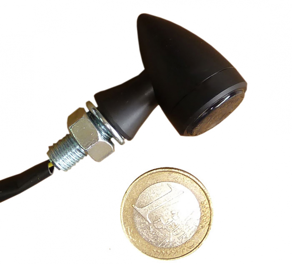 Micro Bullet - LED Rücklicht - Blinker - Bremslicht / schwarz / Paar / E-Zeichen