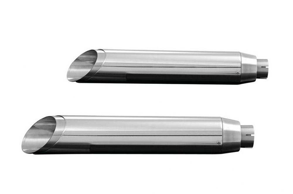 IRON HAWK Auspuff SlipOn / Slash Cut - chrom / HARLEY Sportster XL 883/1200 / 91 - 03