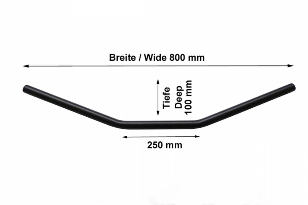 HH Lenker X-Wide / 3 Loch-Bohrung / 1" / 25,4 mm / 800 mm / schwarz-matt / HD-Kerben / Tüv
