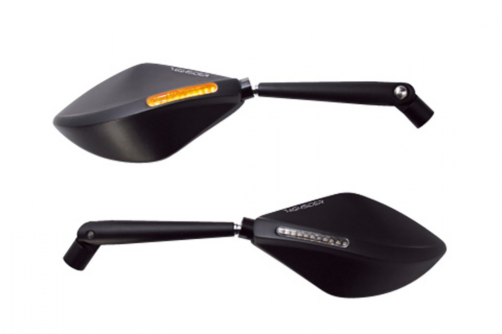 HS Spiegel - universal / Torezzo - mit LED-Blinker / schwarz / E-geprüft / 1 Paar