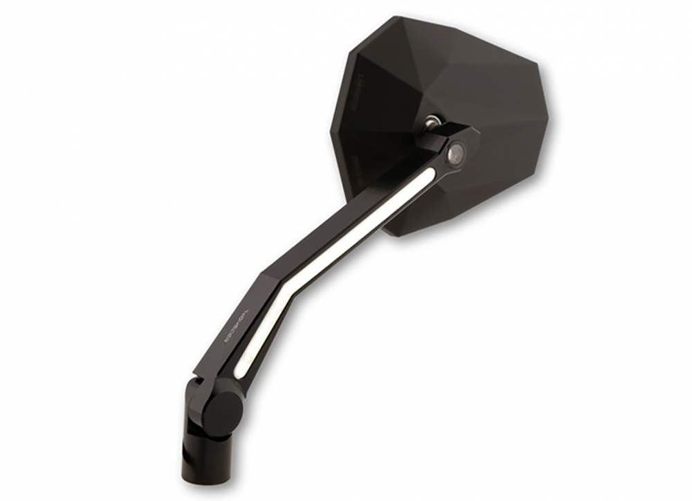 HS Spiegel - universal / Stealth -X4 - mit LED-Blinker + Positionslicht- schwarz / E-geprüft / 1 Paar