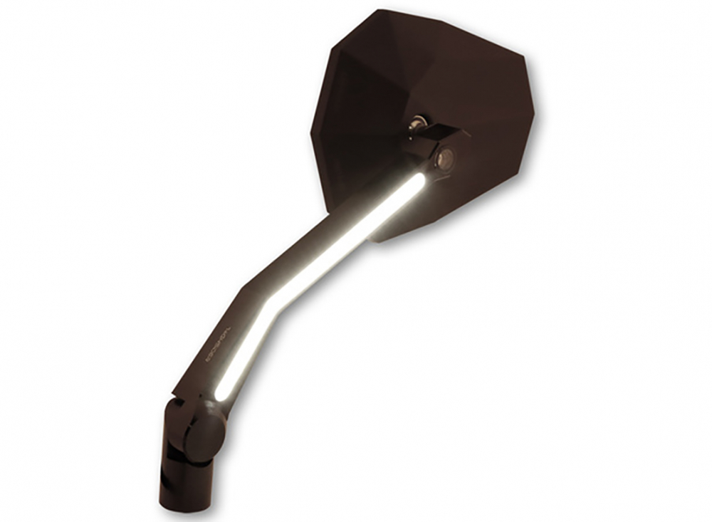 HS Spiegel - universal / Stealth -X4 - mit LED-Blinker + Positionslicht- schwarz / E-geprüft / 1 Paar