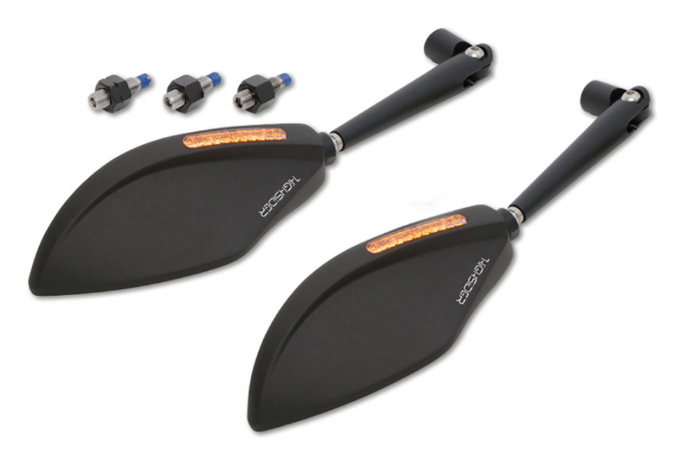 HS Spiegel - universal / Torezzo - mit LED-Blinker / schwarz / E-geprüft / 1 Paar
