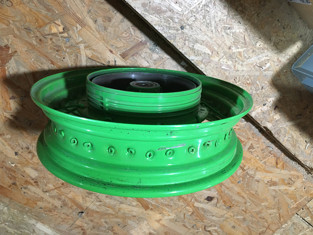 Orig. - Hinterrad - Felge, gebr. / 3,5 x 15" - YAMAHA XVS 650/ Custom + Clasic / grün glanz gepulvert