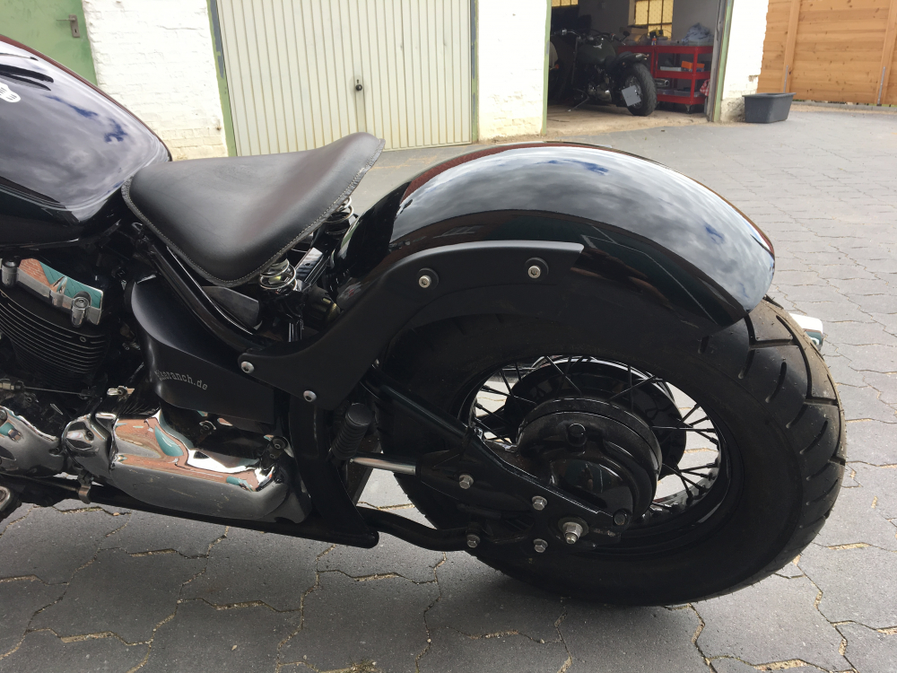 Nur bei uns: BR Heckfender - Schutzblech-Set - schwarz-matt / inkl. YAM - Fenderstruts - round / schwarz f. Struktur / YAMAHA XVS 650
