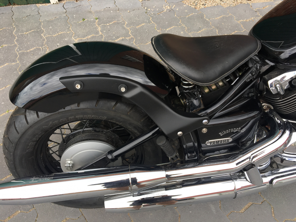 Nur bei uns: BR Heckfender - Schutzblech-Set - schwarz-matt / inkl. YAM - Fenderstruts - round / schwarz f. Struktur / YAMAHA XVS 650