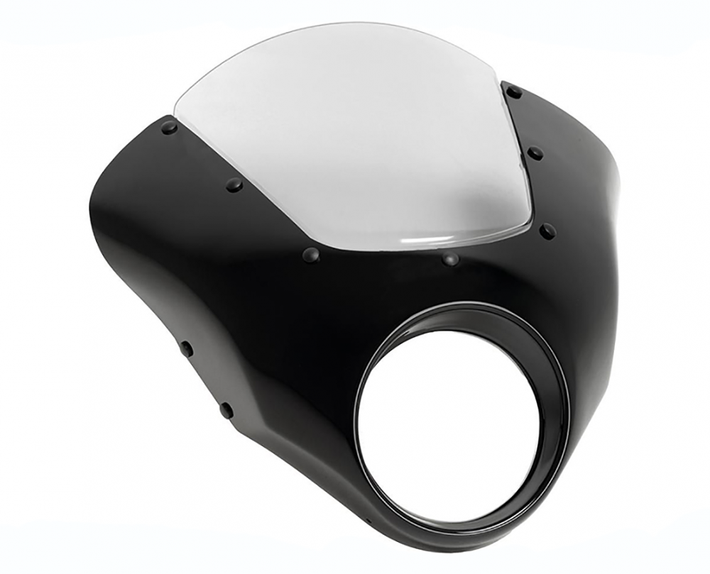 Neu: BATWING - Windshield  / Frontverkleidung - Scheibe Rauchglas / schwarz-glanz / Indian Scout - Bobber / Teilegutachten (TGA)