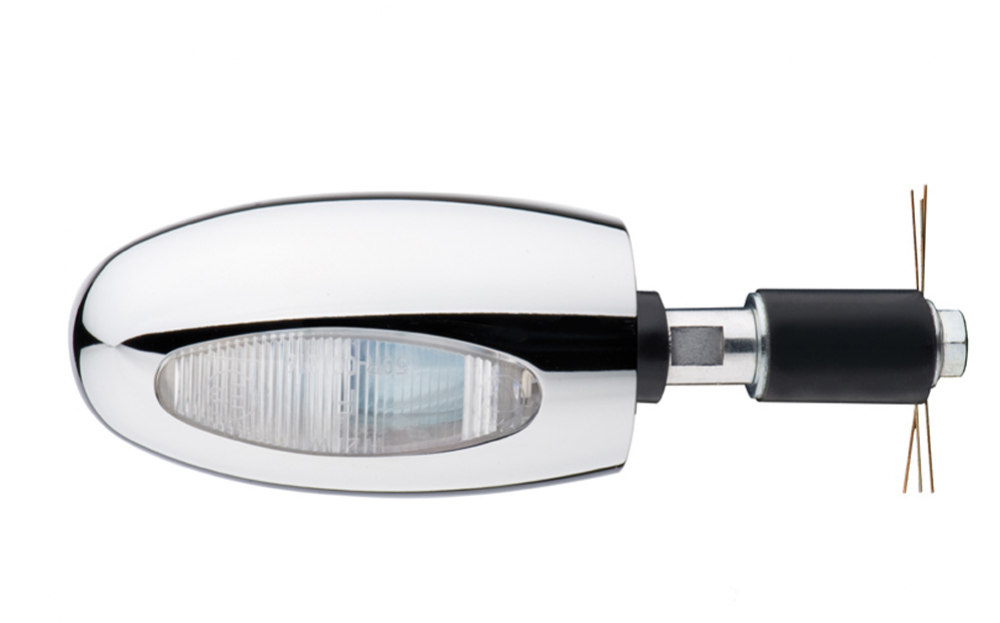 Kellermann Lenkerenden-Blinker / BL 1000 LED chrom / Glas weiß / E-Zeich. / Paar