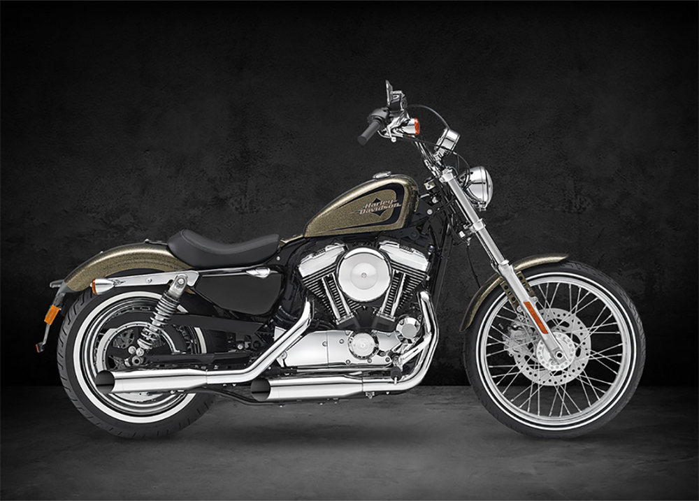 KESSTECH - ESD / chrom + Endkappe Slash Cut / elektron. verstellbar / HD Sportster XL 1200 / 72 / '14 - '16 / mit EG / ABE