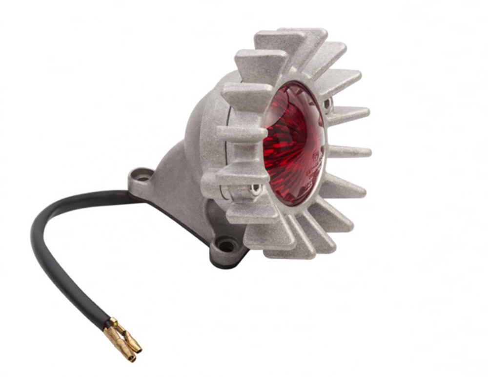 LED Vintage - Rücklicht - Ventilator Style / Aluminium / mit Halter / E-Zeichen