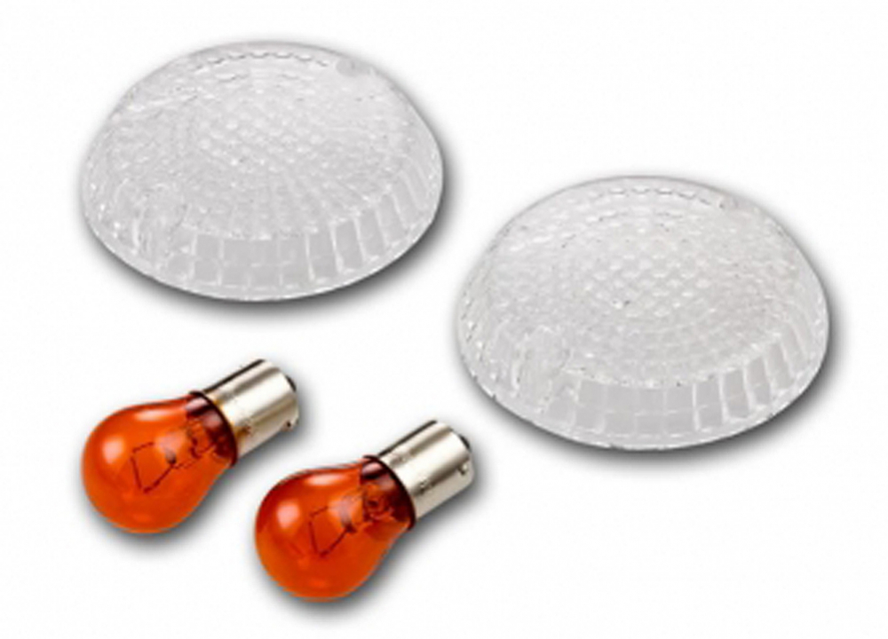 BR White - CUSTOM Blinker - White - Klar / 1 Paar / Kawasaki VN 900 Cus + Clas / 06 - 11 / E-Zeichen