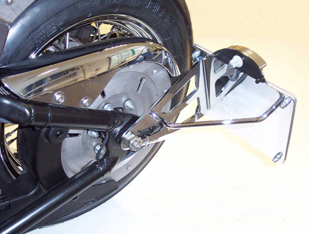 seitl. MB - Kennzeichenhalter Kompl.-Set - chrom / KAWASAKI VN 900 Custom + Classic / TÜV