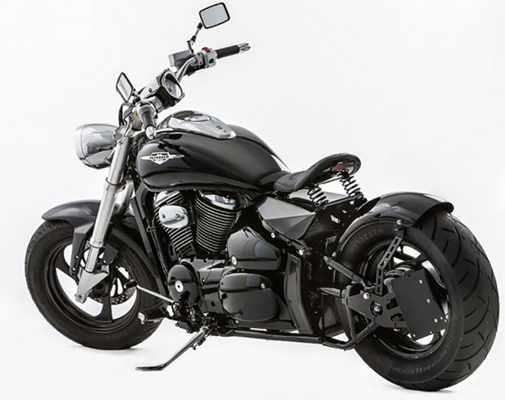 seitl. MB - Kennzeichenhalter Kompl.-Set - schwarz - glanz / Suzuki M1800 / VL1500 /M 1500 /  VL 800 C / M / TÜV