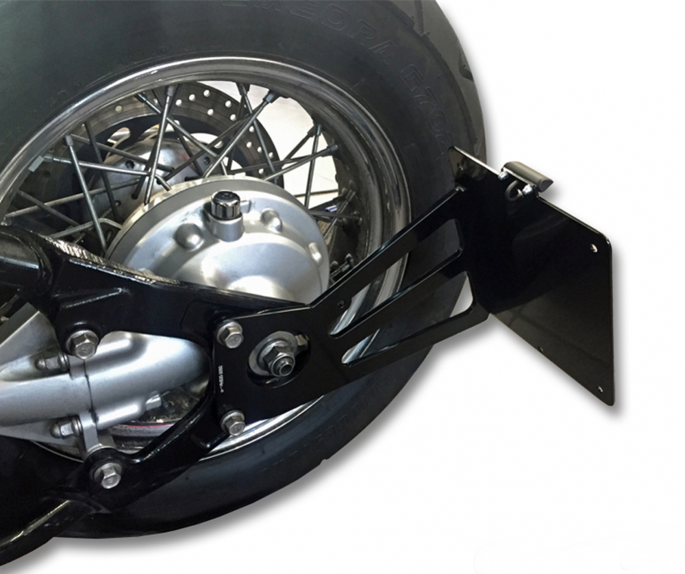 seitl. MB - Kennzeichenhalter Kompl.-Set - schwarz - glänzend / Yamaha XVS 650 / 1100 / TÜV
