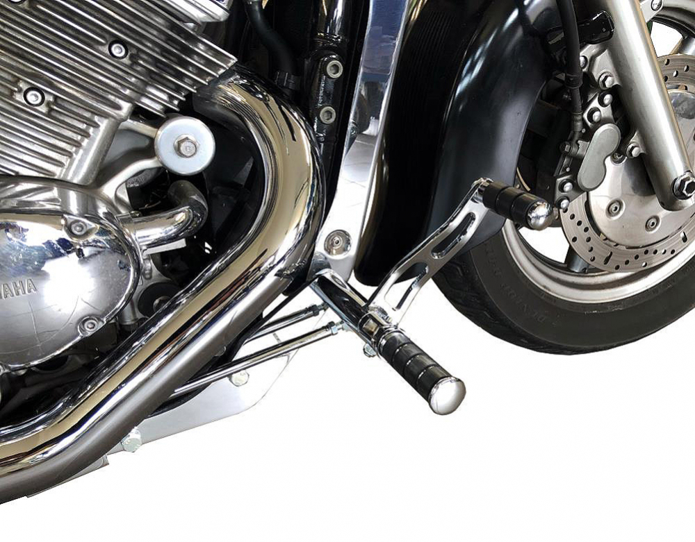 vorverl. Fußrasten / YAMAHA XVZ 1300 Royal Star / Ness Style gefräst / 15 cm / chrom /  ABE