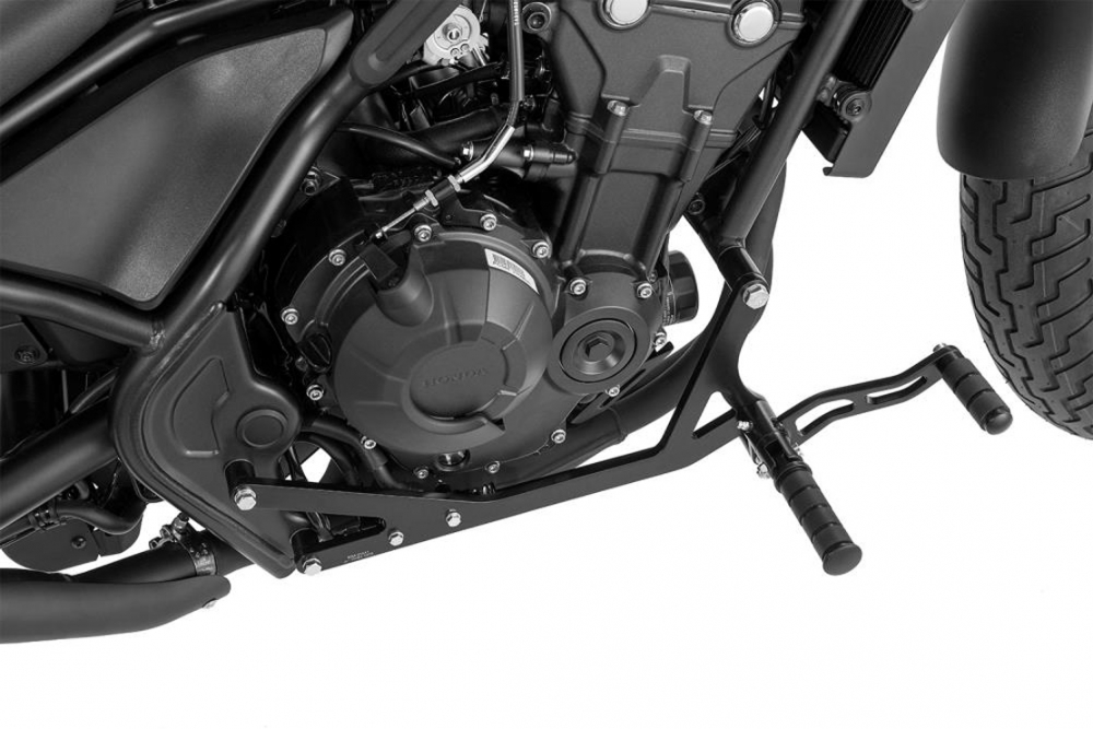 MB vorverl. Fußrasten / Ness Style gefräst / 23 cm / schwarz glanz / Honda CMX 500 Rebel PC 56 / ABE