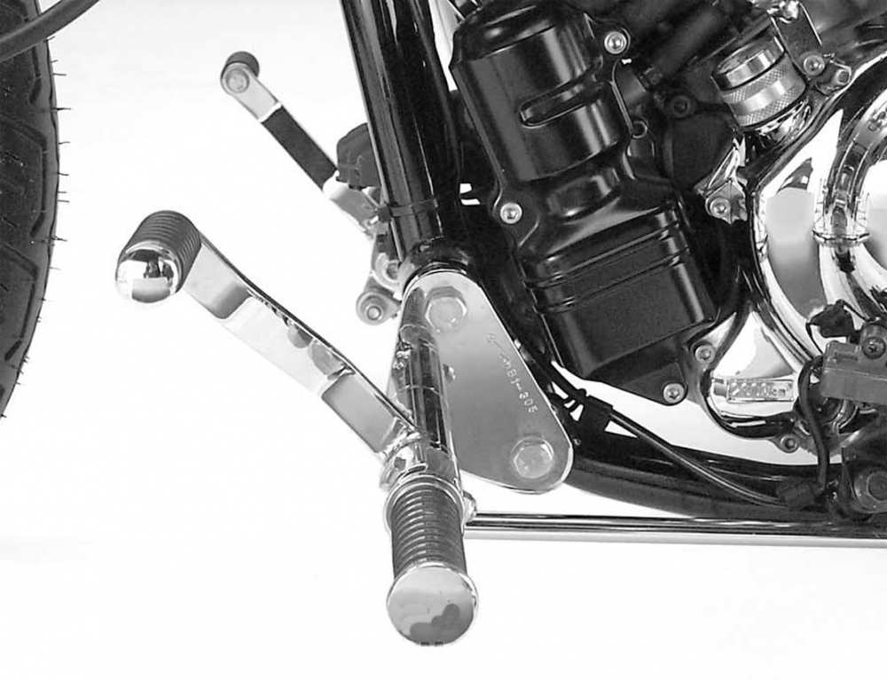 MB vorverl. Fußrasten - 12 cm / Sundance gefräst / schwarz - glanz / YAMAHA XVS 650 Cus + Clas / ABE