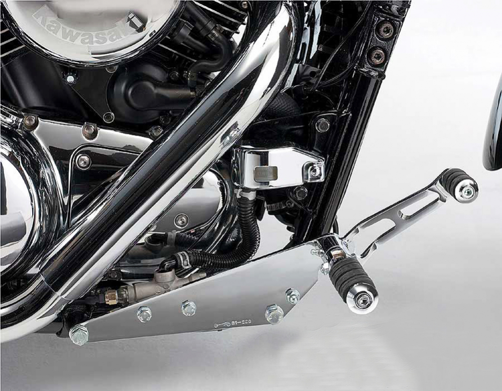 MB vorverl. Fußrasten / 17 cm / Sundance Look gefräst / chrom / Kawasaki VN 1500 Mean Streak / VNT 50 P / ABE