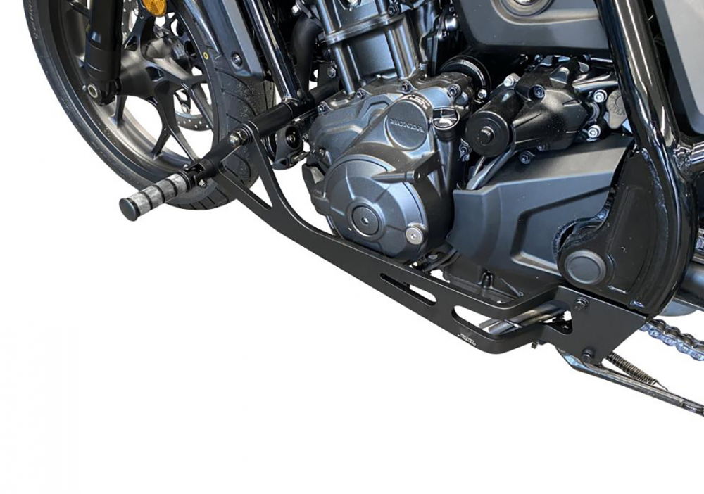 MB vorverl. Fußrasten /  Honda CMX 1100 Rebel / Ness Style gefräst / 30 cm / schwarz glanz / DCT - Automatik / SC83 / ABE