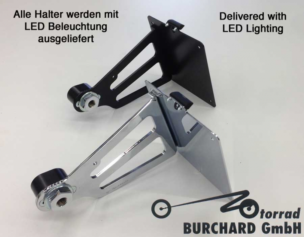 seitl. MB - Kennzeichenhalter Kompl.-Set - schwarz-matt / YAMAHA XV 950 Bolt / R / Racer / TÜV / AT
