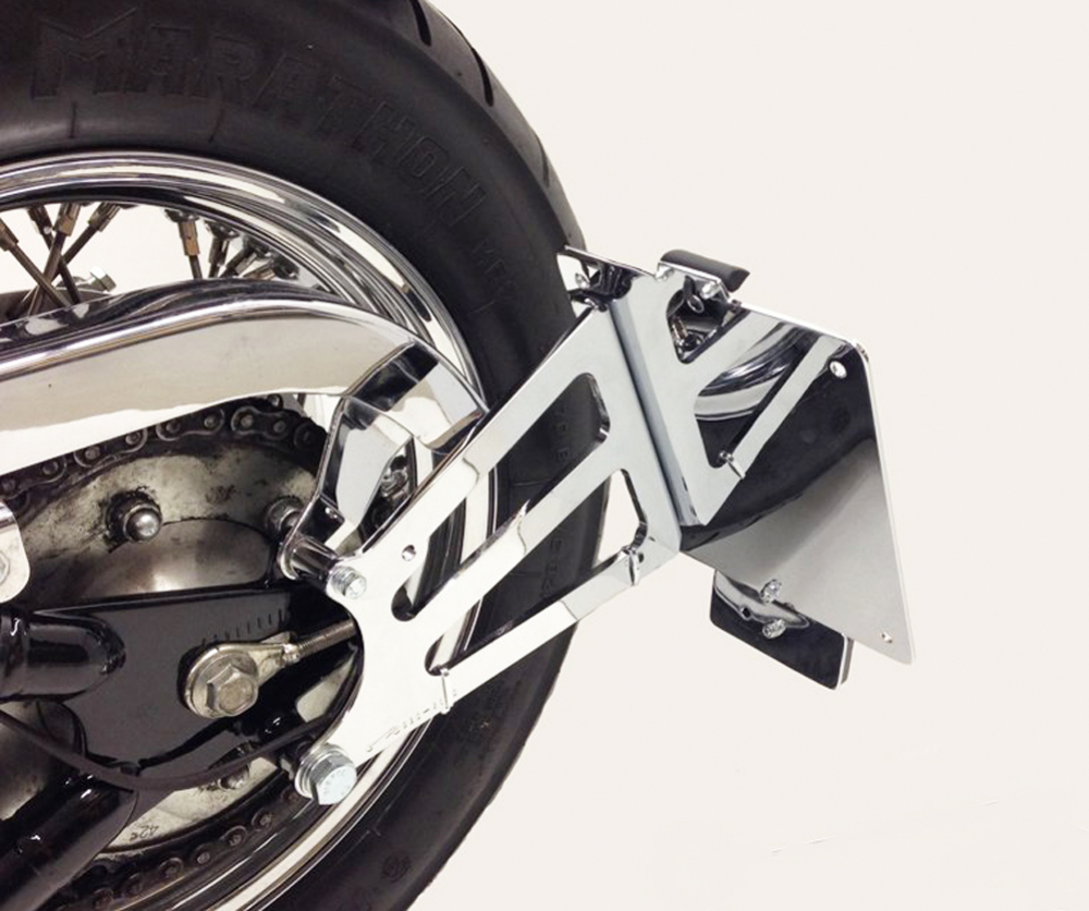 seitl. MB - Kennzeichenhalter - Kompl.-Set - Schwingenhöhe 52 mm - schwarz-glänzend / SUZUKI VZ 800 Marauder / TÜV