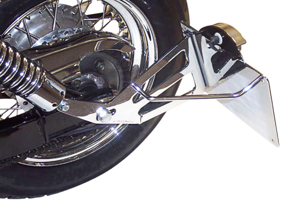 seitl. MB - Kennzeichenhalter Kompl.-Set - Chrom / Honda VT 750 Black Widow / RC44 - RC48 / TÜV