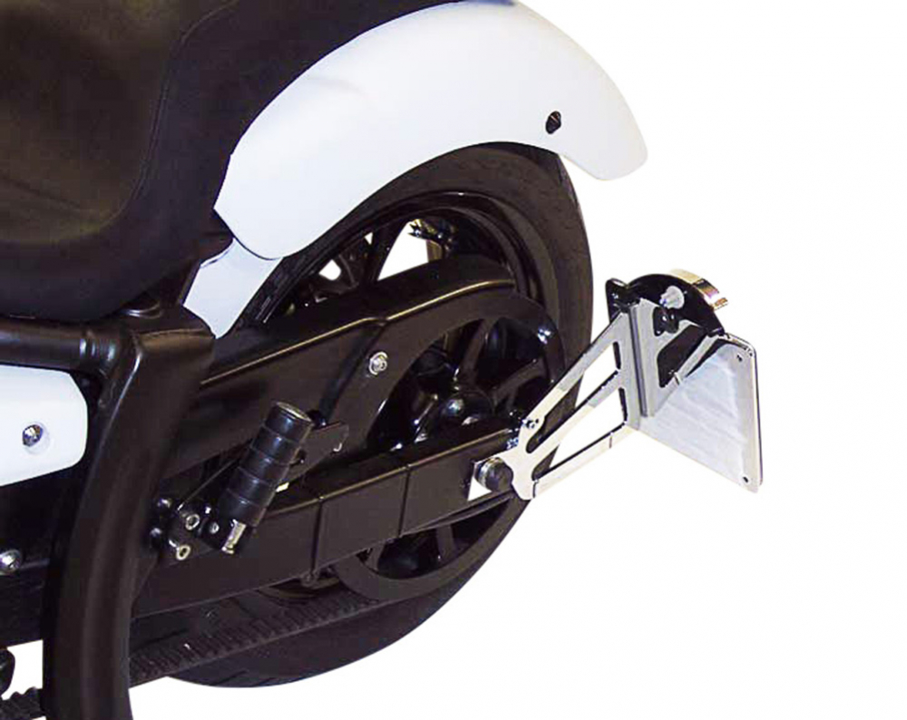 seitl. MB - Kennzeichenhalter - Kompl.-Set - chrom / Yamaha XVS 950 MS / TÜV / DE