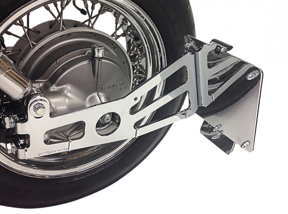 seitl. MB-Kennzeih. Kompl.-Set / chrom / Honda VT 750 Shadow - Spirit / VT 1100 Shadow / VT 1100 ACE C2 / ACE C3 / TÜV / Österreich
