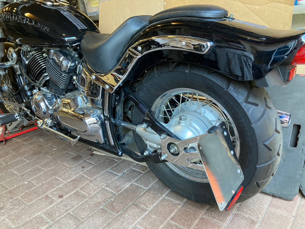 seitl. MB - Kennzeichenhalter Kompl.-Set - Chrom / Yamaha XVS 650 / 1100 / TÜV /DE